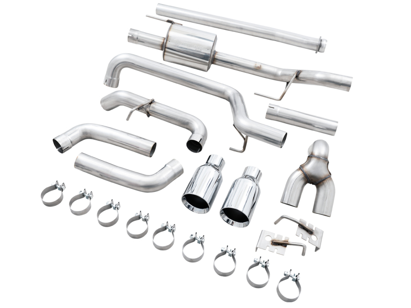 Ford F150 Performance Exhaust - Rear - AWE Tuning - Cat Back, Dual Split Rear Exit - Chrome Silver - `21-`27